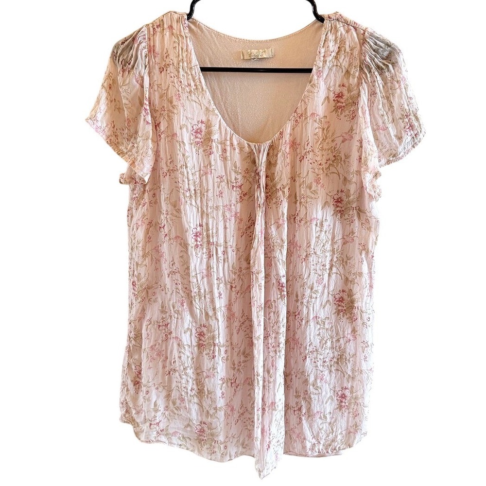 Vintage Silk Blouse Womens Medium Floral Feminine Coquette Dusty Pink Top